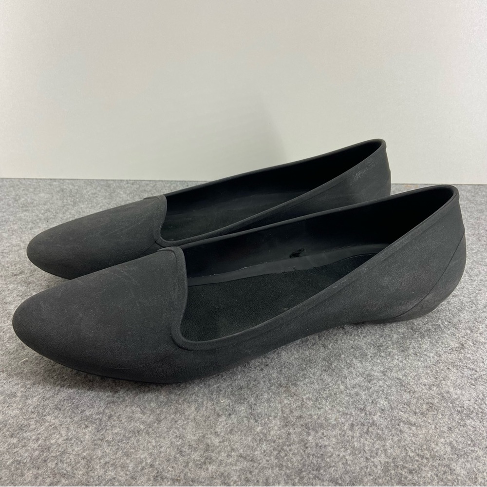CROCS Eve Pointed Toe Black Slip On Ballet Flats Women’s Size 10